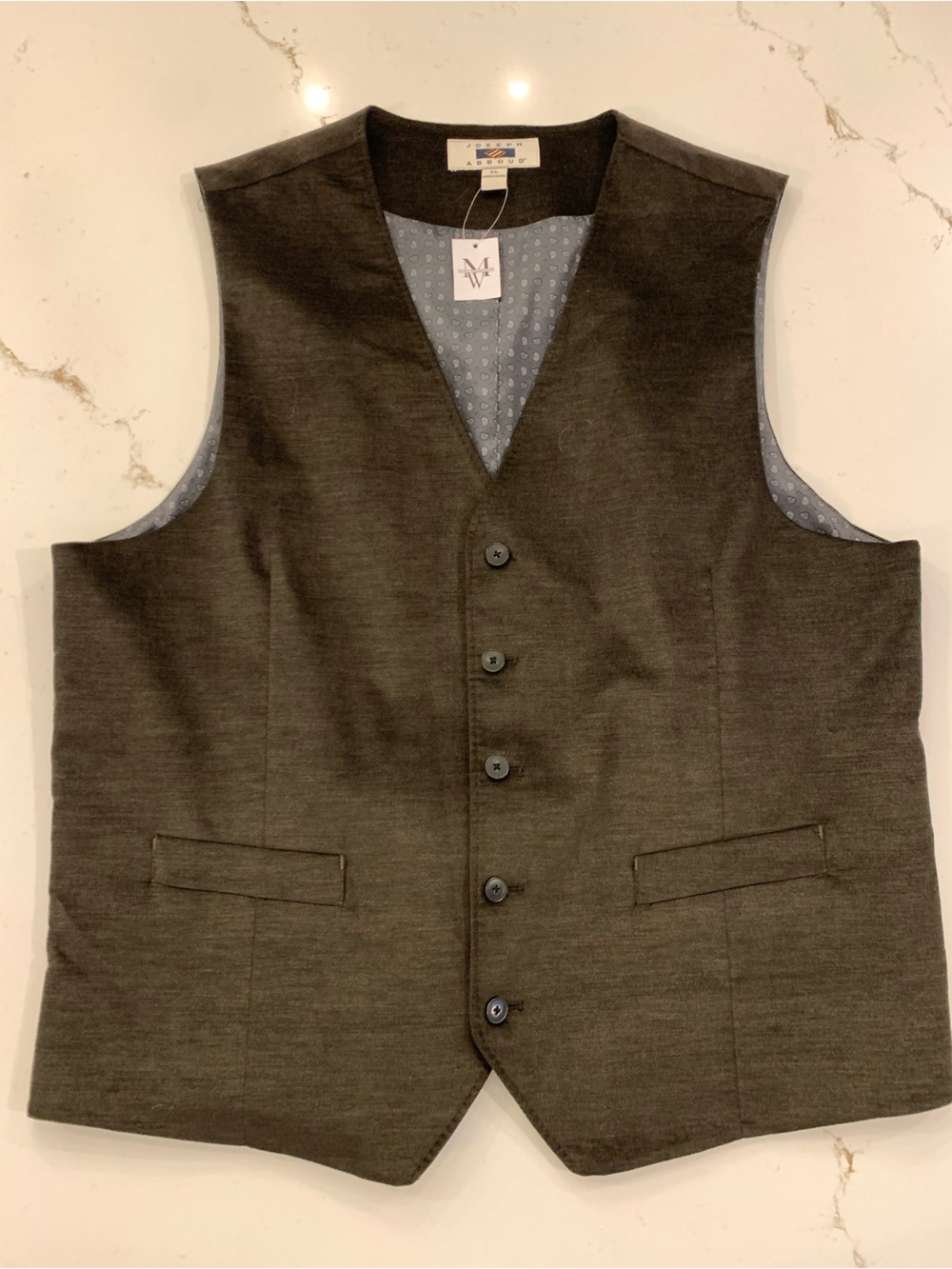Joseph Abboud Gray Velour Vest Men’s Size XL Men’s Warehouse NEW with Tags